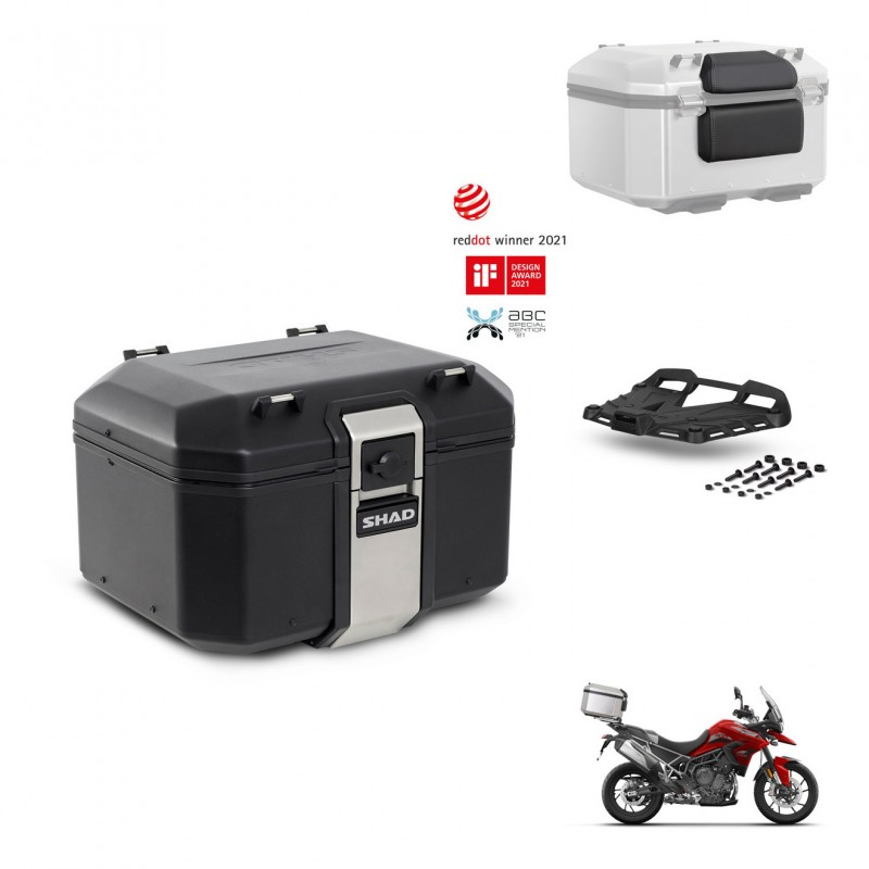 SHAD Baul trasero + soporte montaje parrilla accesorios TR48 TERRA BLACK EDITION KIT-452969