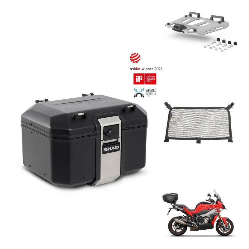 SHAD Baul trasero + soporte montaje parrilla accesorios TR48 TERRA BLACK EDITION KIT-453008