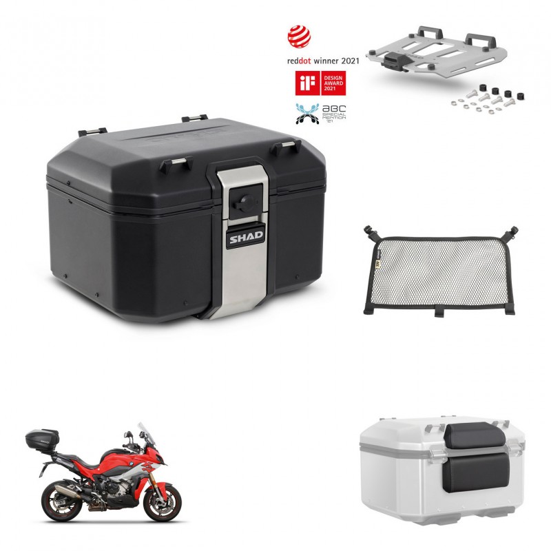 SHAD Baul trasero + soporte montaje parrilla accesorios TR48 TERRA BLACK EDITION KIT-453032
