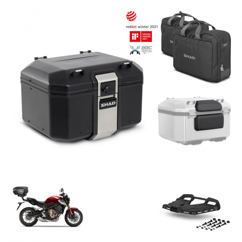 SHAD Baul trasero + soporte montaje parrilla accesorios TR48 TERRA BLACK EDITION KIT-453180