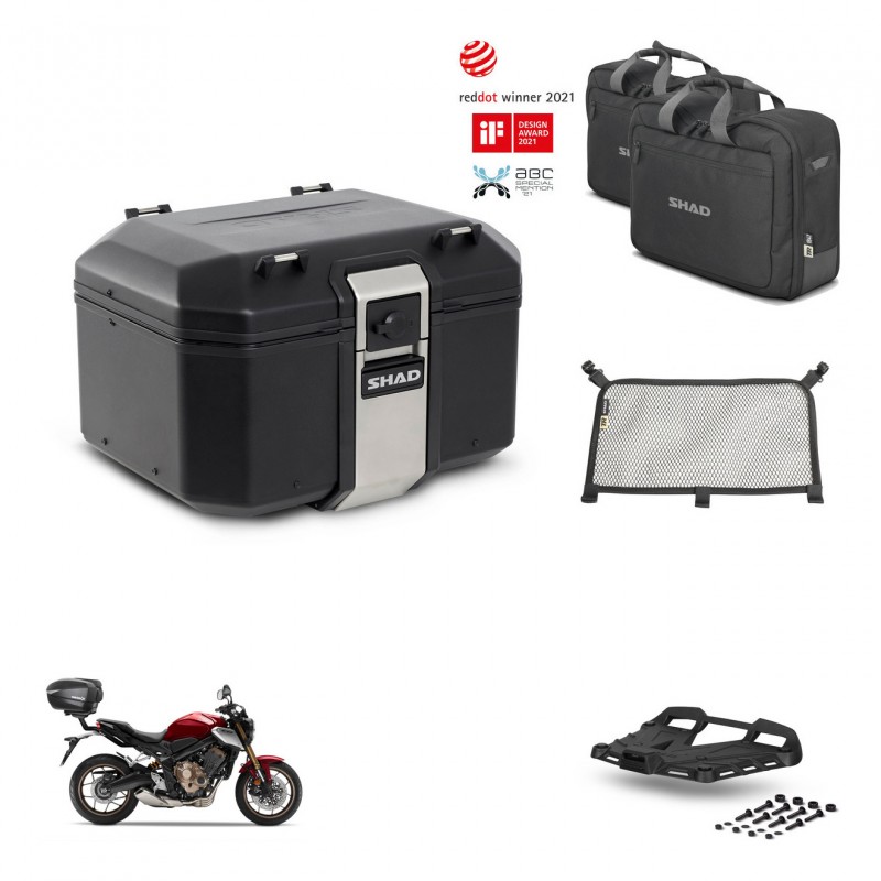 SHAD Baul trasero + soporte montaje parrilla accesorios TR48 TERRA BLACK EDITION KIT-453181
