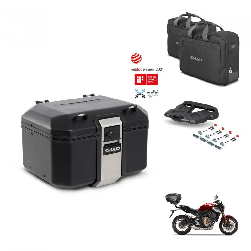 SHAD Rear trunk + mounting bracket grill accessories TR48 TERRA BLACK EDITION KIT-453186