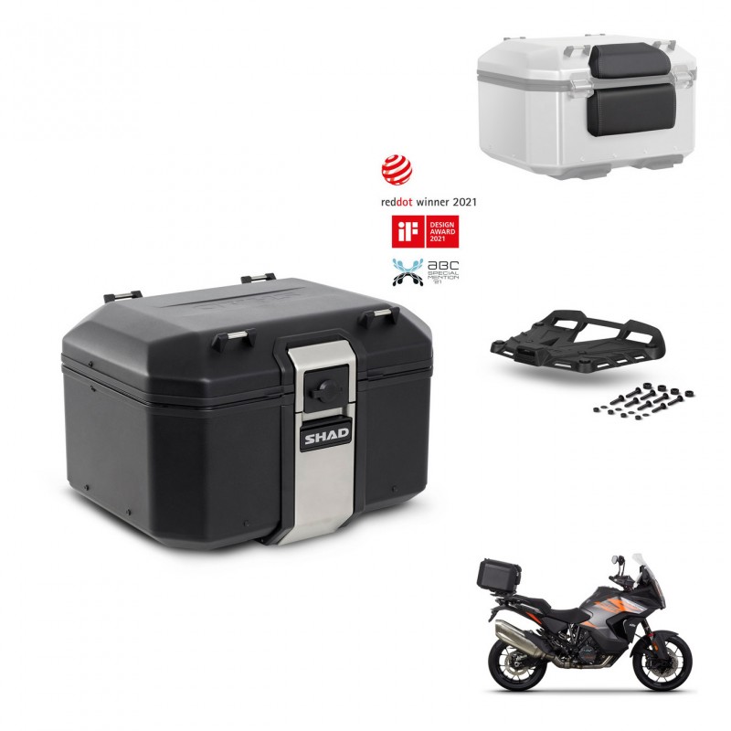 SHAD Baul trasero + soporte montaje parrilla accesorios TR48 TERRA BLACK EDITION KIT-453199