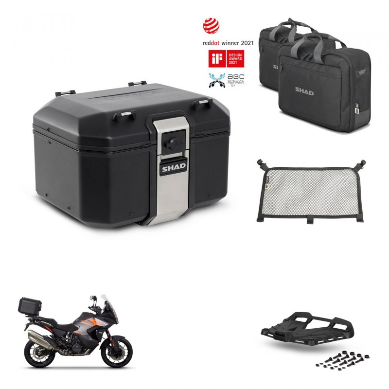 SHAD Baul trasero + soporte montaje parrilla accesorios TR48 TERRA BLACK EDITION KIT-453204