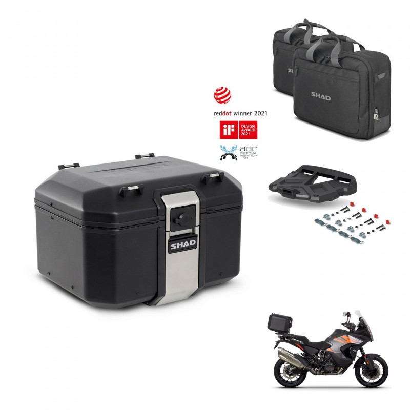 SHAD Baul trasero + soporte montaje parrilla accesorios TR48 TERRA BLACK EDITION KIT-453209