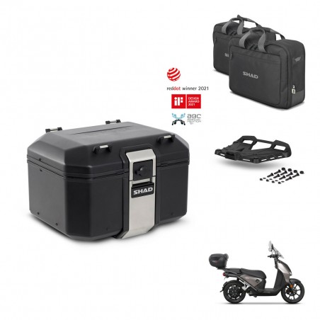 SHAD Baul trasero + soporte montaje parrilla accesorios TR48 TERRA BLACK EDITION KIT-453225