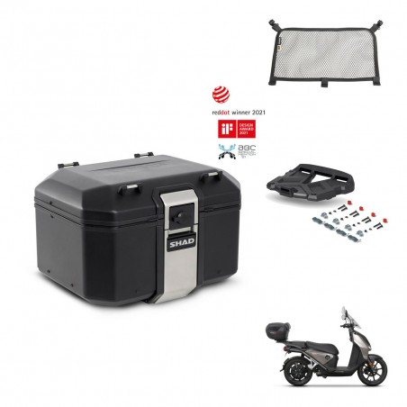 SHAD Baul trasero + soporte montaje parrilla accesorios TR48 TERRA BLACK EDITION KIT-453230