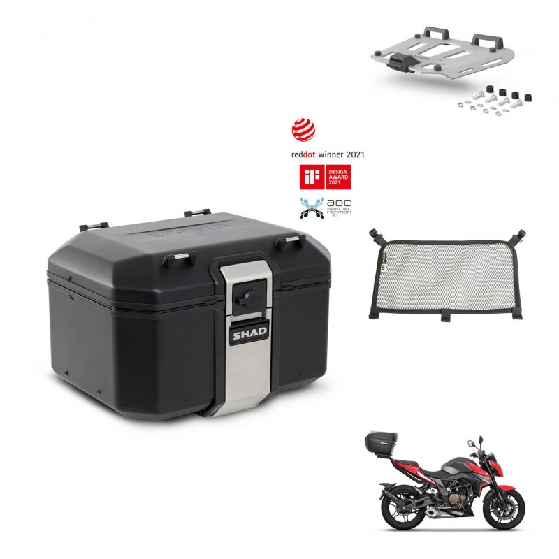 SHAD Baul trasero + soporte montaje parrilla accesorios TR48 TERRA BLACK EDITION KIT-453284