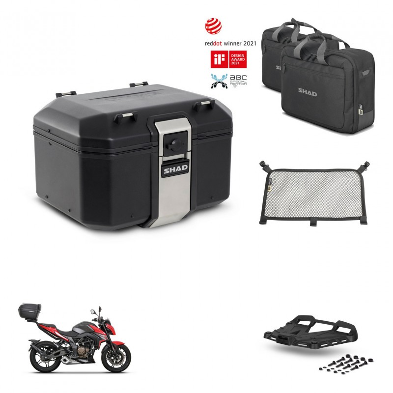 SHAD Baul trasero + soporte montaje parrilla accesorios TR48 TERRA BLACK EDITION KIT-453296