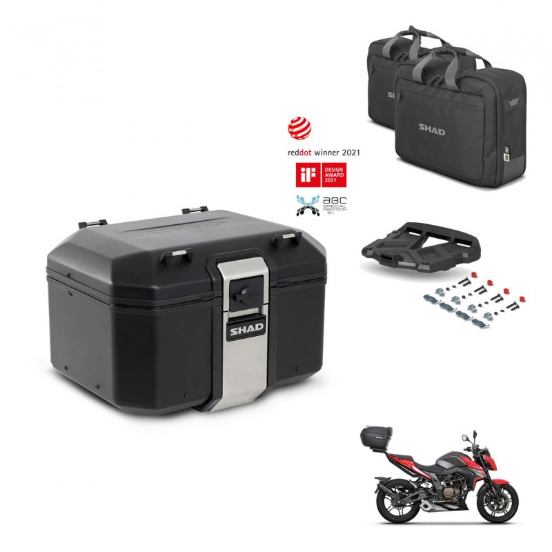 SHAD Baul trasero + soporte montaje parrilla accesorios TR48 TERRA BLACK EDITION KIT-453301