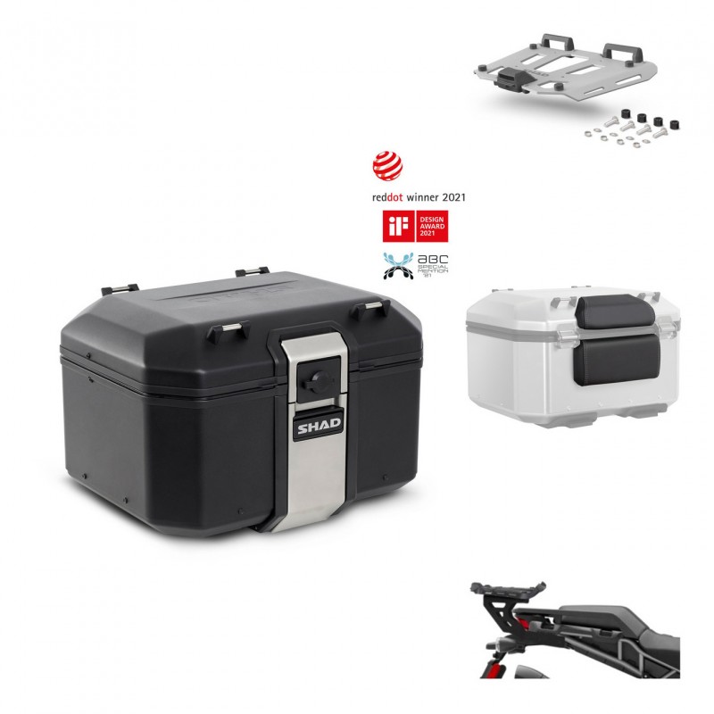 SHAD Baul trasero + soporte montaje parrilla accesorios TR48 TERRA BLACK EDITION KIT-453375