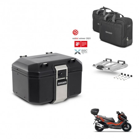 SHAD Baul trasero + soporte montaje parrilla accesorios TR48 TERRA BLACK EDITION KIT-453447