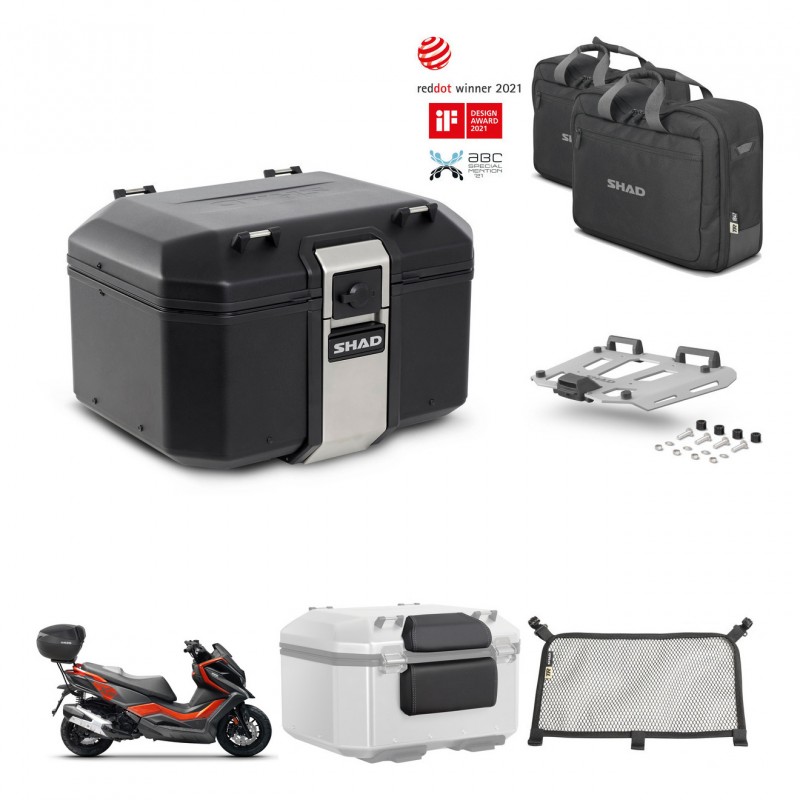 SHAD Baul trasero + soporte montaje parrilla accesorios TR48 TERRA BLACK EDITION KIT-453450