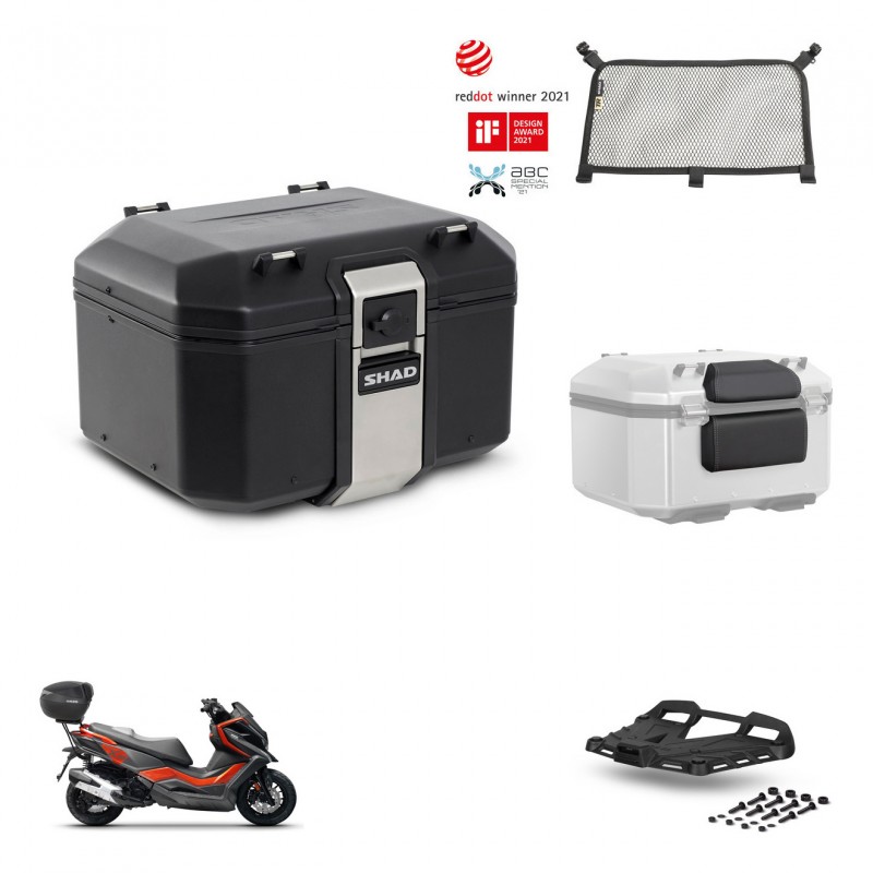 SHAD Baul trasero + soporte montaje parrilla accesorios TR48 TERRA BLACK EDITION KIT-453454