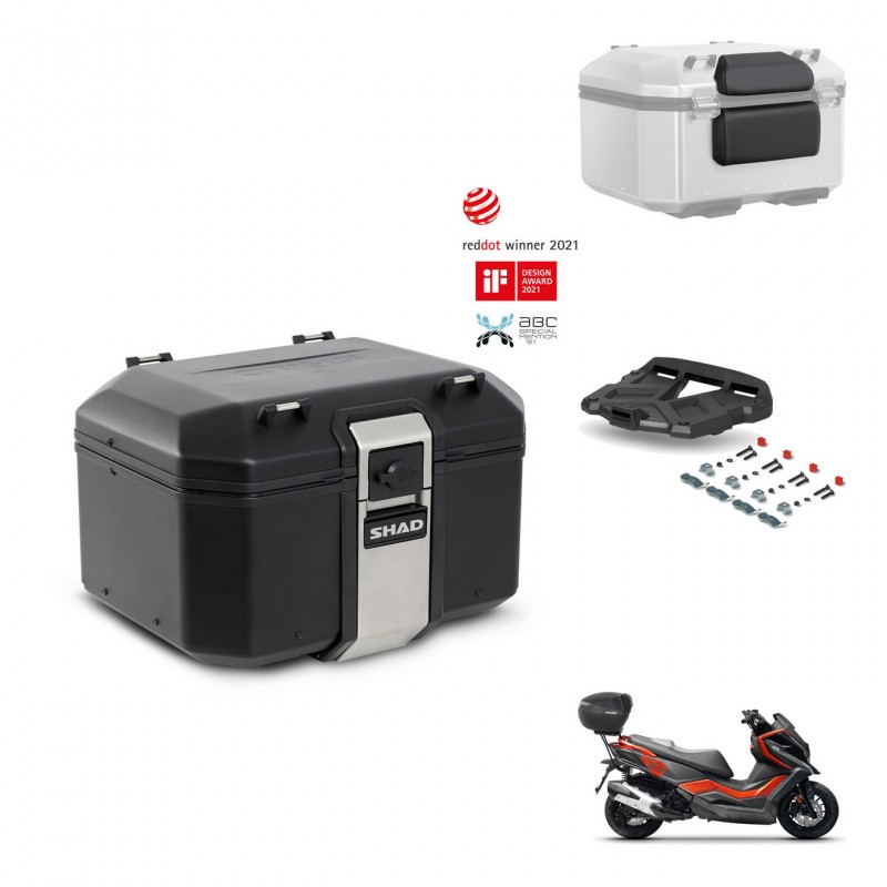 SHAD Baul trasero + soporte montaje parrilla accesorios TR48 TERRA BLACK EDITION KIT-453459