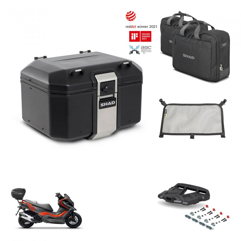 SHAD Baul trasero + soporte montaje parrilla accesorios TR48 TERRA BLACK EDITION KIT-453464