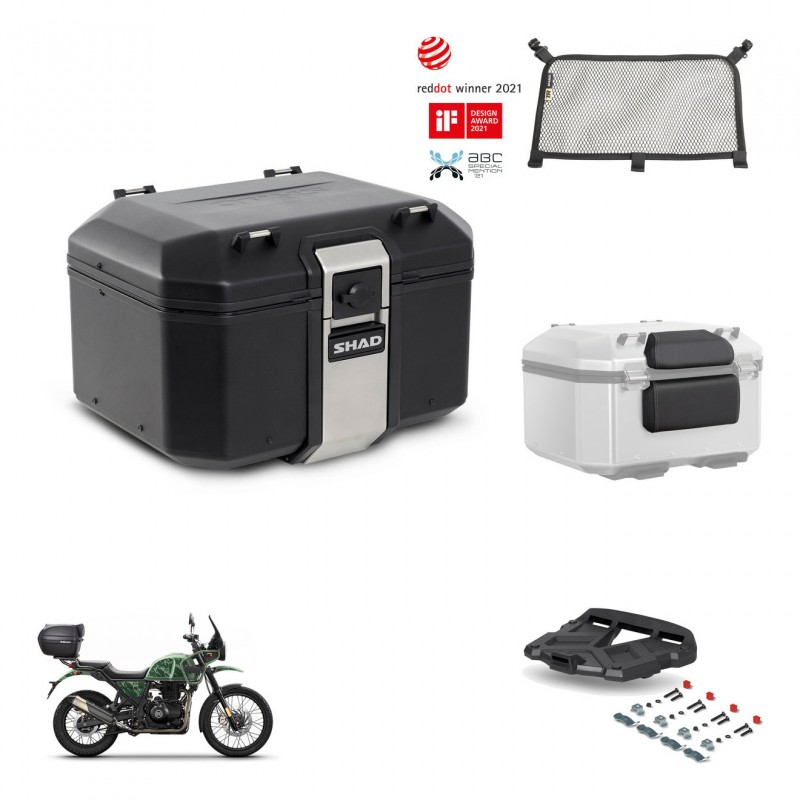 SHAD Baul trasero + soporte montaje parrilla accesorios TR48 TERRA BLACK EDITION KIT-453507