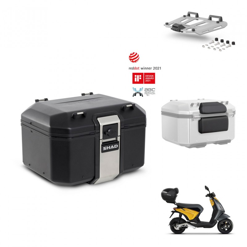 SHAD Baul trasero + soporte montaje parrilla accesorios TR48 TERRA BLACK EDITION KIT-453582