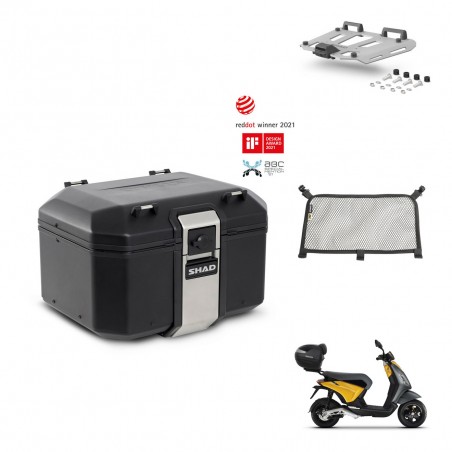 SHAD Baul trasero + soporte montaje parrilla accesorios TR48 TERRA BLACK EDITION KIT-453583