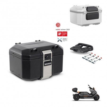 SHAD Baul trasero + soporte montaje parrilla accesorios TR48 TERRA BLACK EDITION KIT-453620