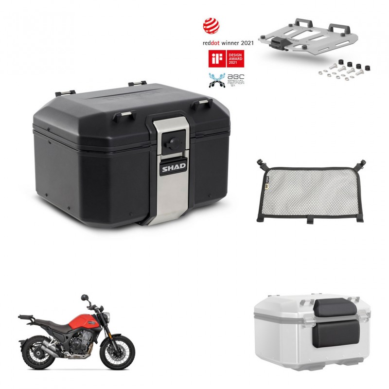 SHAD Baul trasero + soporte montaje parrilla accesorios TR48 TERRA BLACK EDITION KIT-453653