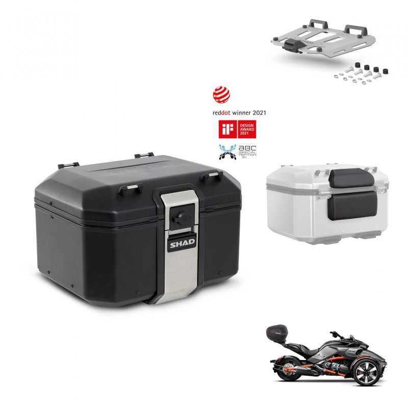 SHAD Baul trasero + soporte montaje parrilla accesorios TR48 TERRA BLACK EDITION KIT-453766