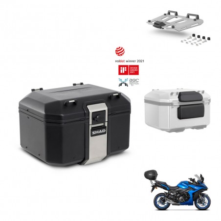 SHAD Baul trasero + soporte montaje parrilla accesorios TR48 TERRA BLACK EDITION KIT-453858