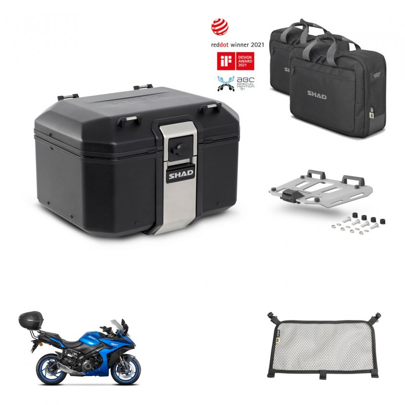 SHAD Baul trasero + soporte montaje parrilla accesorios TR48 TERRA BLACK EDITION KIT-453863