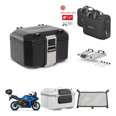 SHAD Baul trasero + soporte montaje parrilla accesorios TR48 TERRA BLACK EDITION KIT-453864