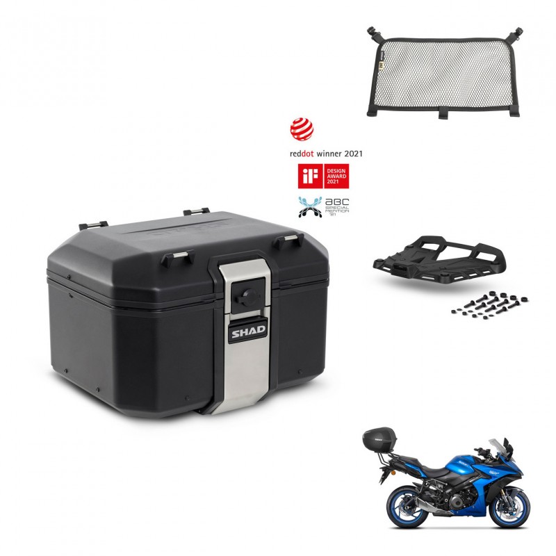 SHAD Rear trunk + mounting bracket grill accessories TR48 TERRA BLACK EDITION KIT-453867