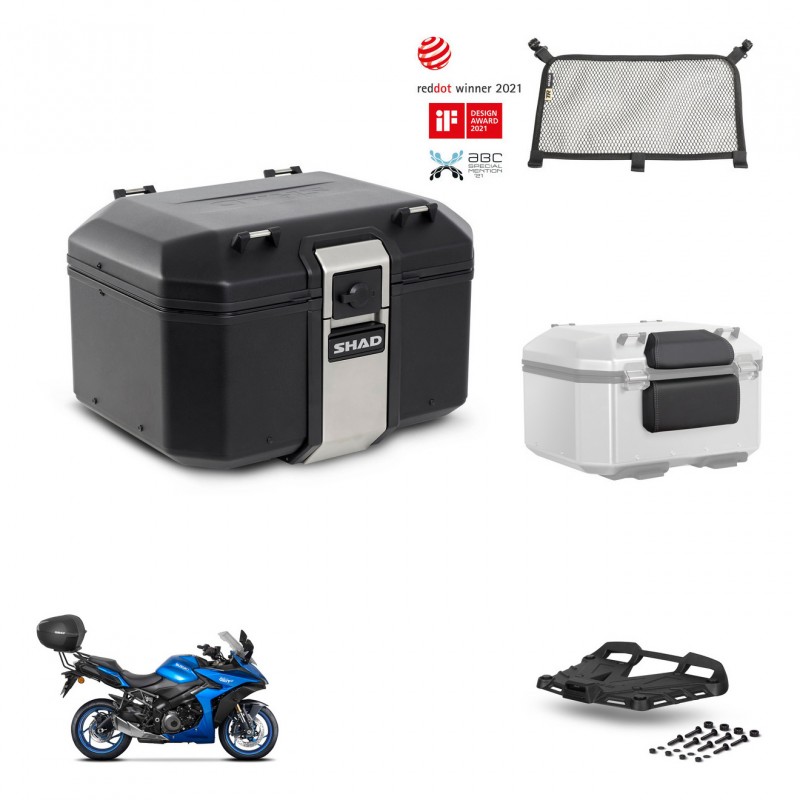 SHAD Rear trunk + mounting bracket grill accessories TR48 TERRA BLACK EDITION KIT-453868