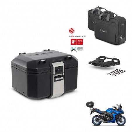 SHAD Baul trasero + soporte montaje parrilla accesorios TR48 TERRA BLACK EDITION KIT-453869