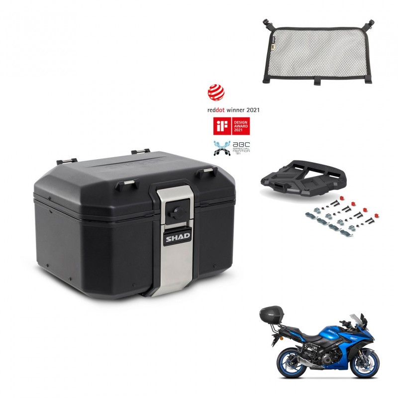 SHAD Baul trasero + soporte montaje parrilla accesorios TR48 TERRA BLACK EDITION KIT-453874