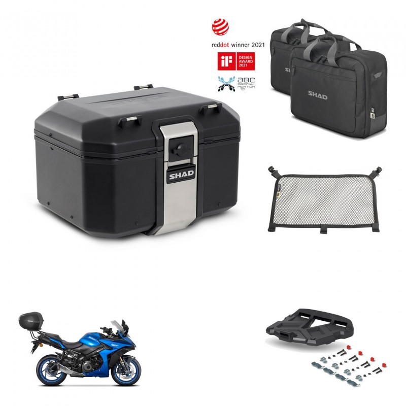 SHAD Baul trasero + soporte montaje parrilla accesorios TR48 TERRA BLACK EDITION KIT-453878