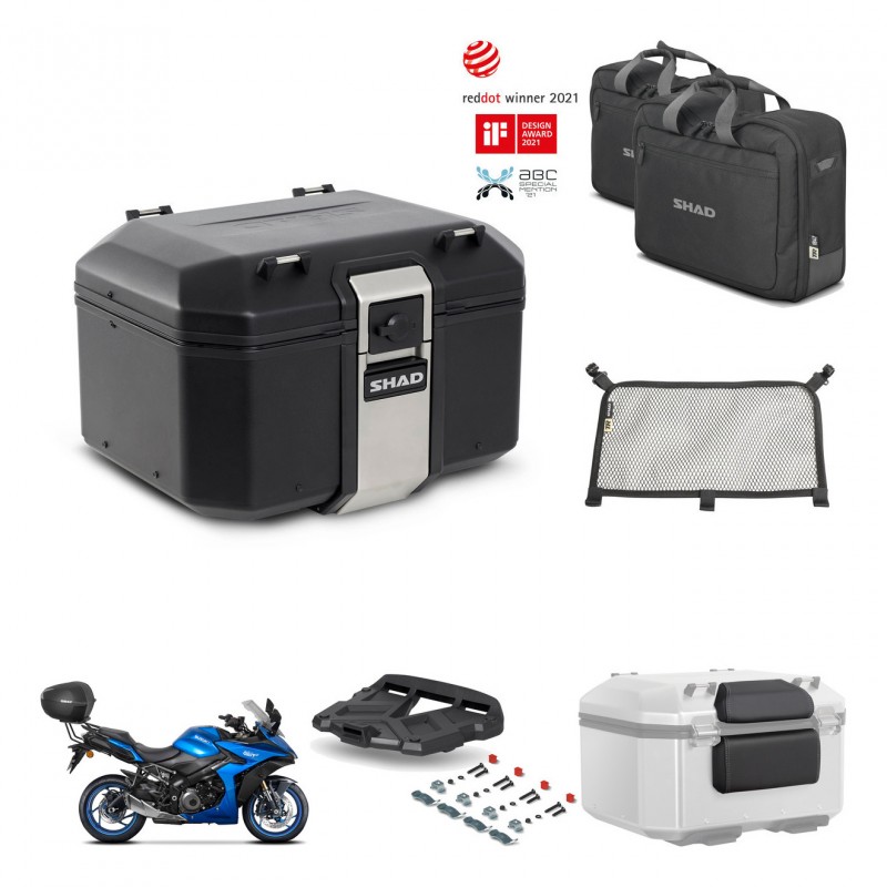 SHAD Baul trasero + soporte montaje parrilla accesorios TR48 TERRA BLACK EDITION KIT-453879