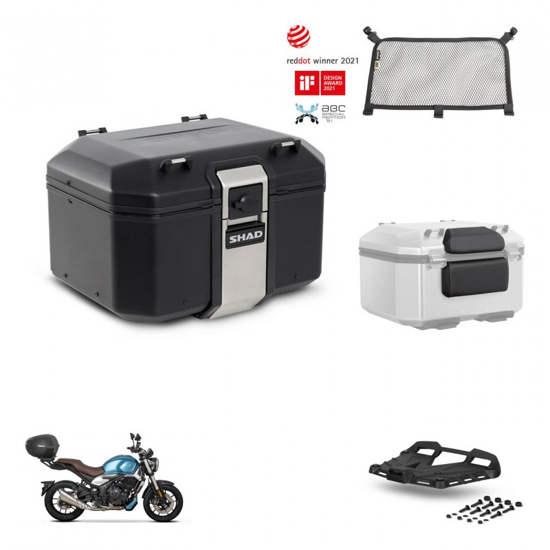 SHAD Baul trasero + soporte montaje parrilla accesorios TR48 TERRA BLACK EDITION KIT-453891