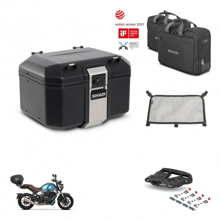 SHAD Baul trasero + soporte montaje parrilla accesorios TR48 TERRA BLACK EDITION KIT-453901