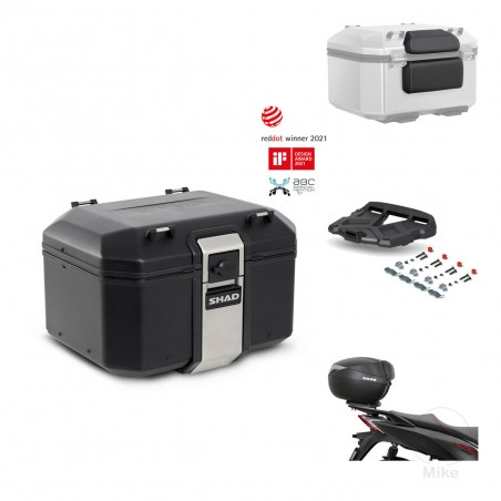 SHAD Baul trasero + soporte montaje parrilla accesorios TR48 TERRA BLACK EDITION KIT-454034