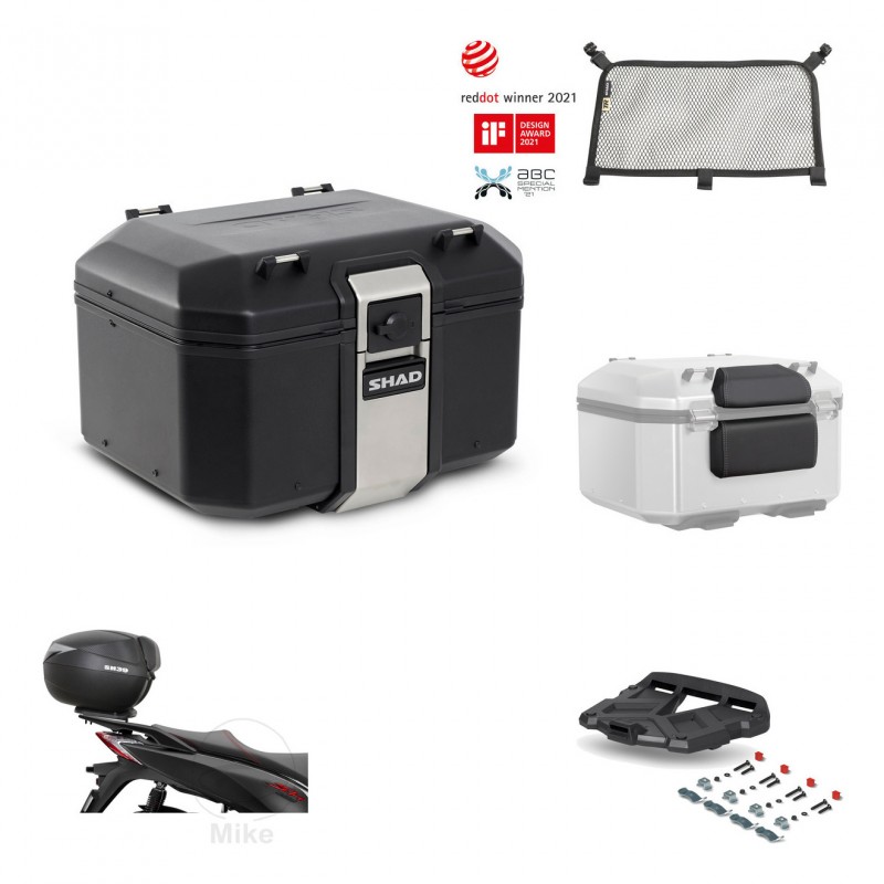 SHAD Rear trunk + mounting bracket grill accessories TR48 TERRA BLACK EDITION KIT-454036
