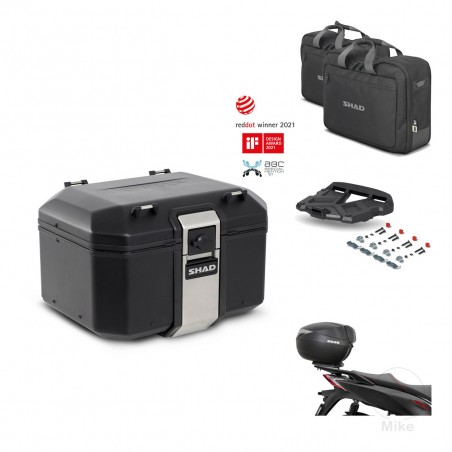 SHAD Baul trasero + soporte montaje parrilla accesorios TR48 TERRA BLACK EDITION KIT-454037