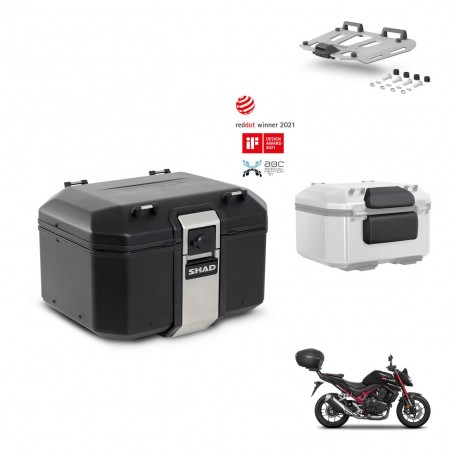 SHAD Baul trasero + soporte montaje parrilla accesorios TR48 TERRA BLACK EDITION KIT-454065