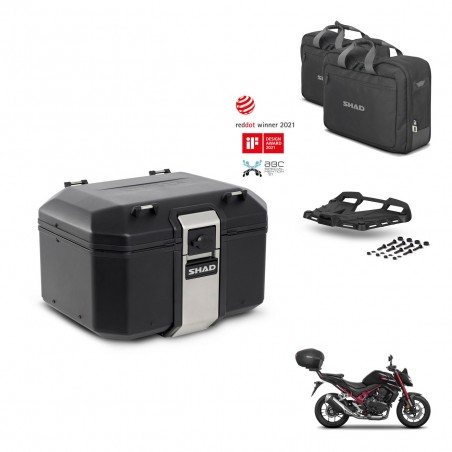 SHAD Baul trasero + soporte montaje parrilla accesorios TR48 TERRA BLACK EDITION KIT-454076