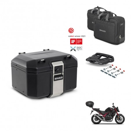 SHAD Baul trasero + soporte montaje parrilla accesorios TR48 TERRA BLACK EDITION KIT-454083