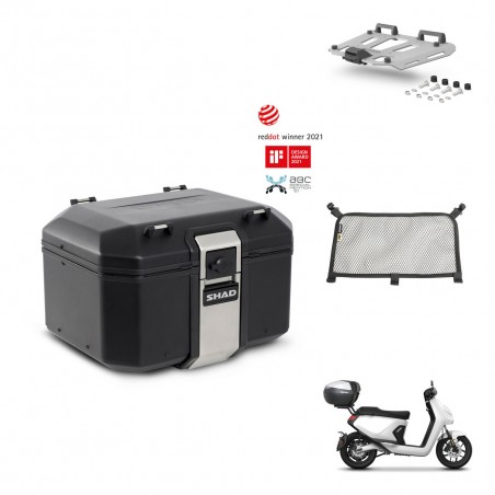 SHAD Baul trasero + soporte montaje parrilla accesorios TR48 TERRA BLACK EDITION KIT-454158