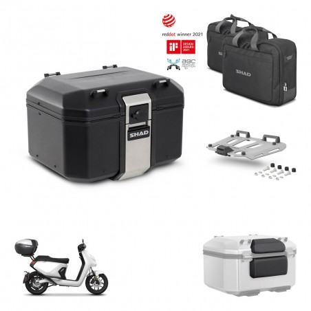 SHAD Baul trasero + soporte montaje parrilla accesorios TR48 TERRA BLACK EDITION KIT-454161