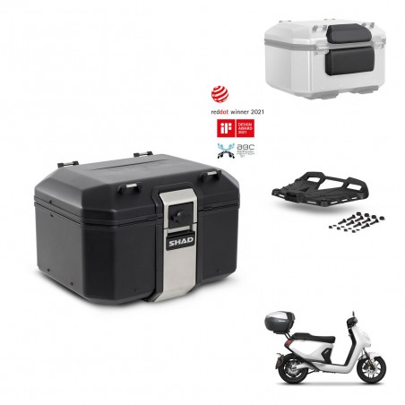 SHAD Baul trasero + soporte montaje parrilla accesorios TR48 TERRA BLACK EDITION KIT-454165