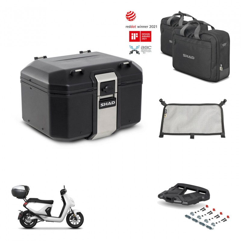 SHAD Baul trasero + soporte montaje parrilla accesorios TR48 TERRA BLACK EDITION KIT-454177