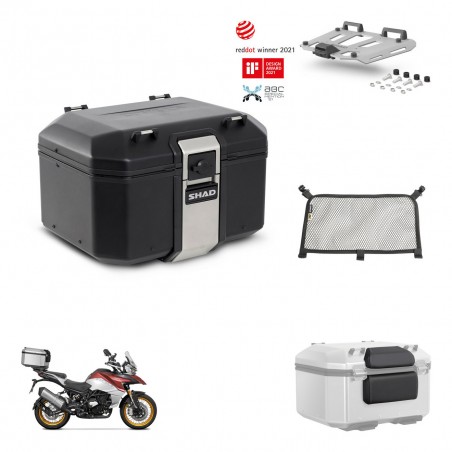 SHAD Baul trasero + soporte montaje parrilla accesorios TR48 TERRA BLACK EDITION KIT-454182