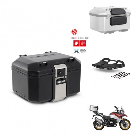 SHAD Baul trasero + soporte montaje parrilla accesorios TR48 TERRA BLACK EDITION KIT-454188