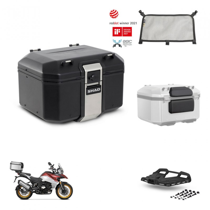 SHAD Baul trasero + soporte montaje parrilla accesorios TR48 TERRA BLACK EDITION KIT-454190